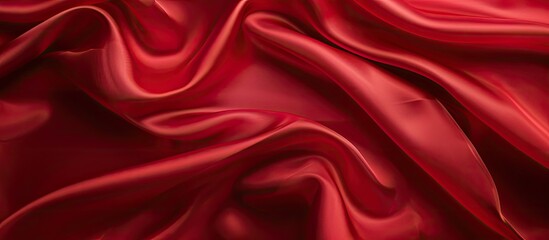 Obraz premium Background featuring red satin or silk fabric with copy space image