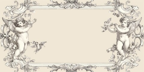 Antique Cherubs with Ornate Border