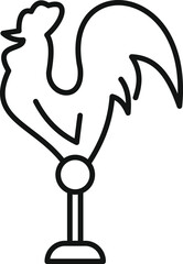 Line art icon of a proud rooster crowing, symbolizing france and its cultural heritage