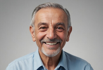 Portrait view of a regular happy smiling Lebanon old man, ultra realistic, candid, social media, avatar image, plain solid background