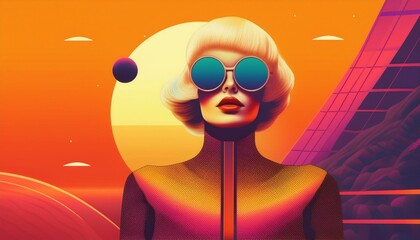 Fototapeta premium Illustration of woman with 60s aesthetic