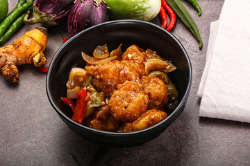 Chinese cuisine - prawn with chili sauce