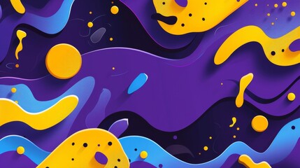 Abstract Colorful Background with Wavy Shapes and Dots.