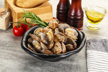 Raw vongole clams for cooking