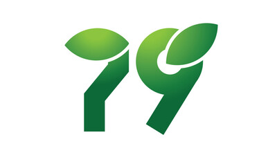 79 Leaf Logo Number Green Simple Nature