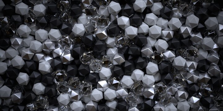 Decahedron objects abstract background 3D computer generated illustration