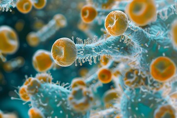 Obraz premium Close-Up View of Cannabis Trichomes Under a Microscope
