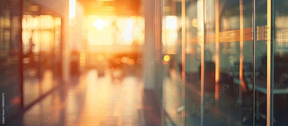 Canvas Prints Blurry and unfocused backdrop in an empty office with glass windows for a copy space image