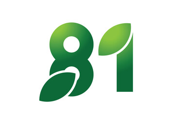 81 Leaf Logo Number Green Simple Nature