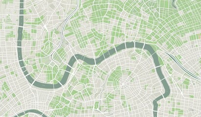 Obraz premium Detailed Green and White Urban Map