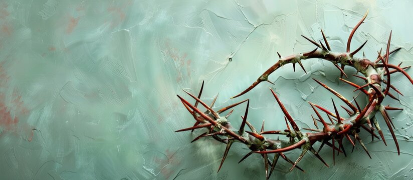Religious themes including Holy Week and Good Friday symbols like a crown of thorns are depicted in a copy space image