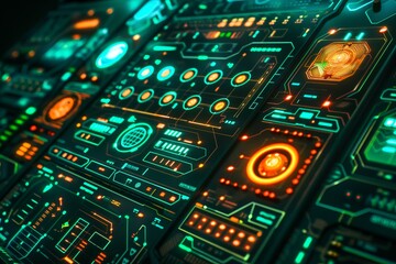 Detailed image of a futuristic science fiction panel with intricate designs