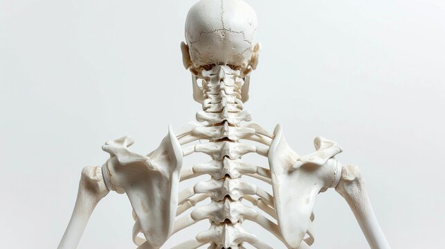 A white skeleton with a curved back and a curved neck