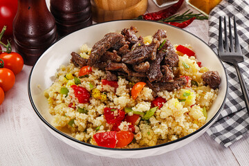 Traditional couscous with beef and vegetables