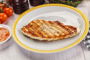 Grilled turkey fillet steak with sauce
