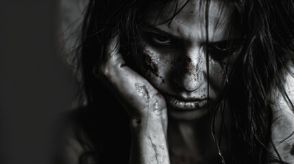 Obraz premium International Day of Nonviolence. victims of domestic violence. domestic violence