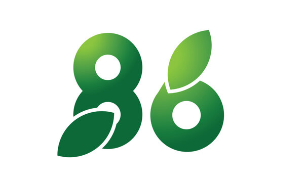 86 Leaf Logo Number Green Simple Nature