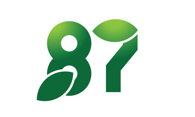 87 Leaf Logo Number Green Simple Nature