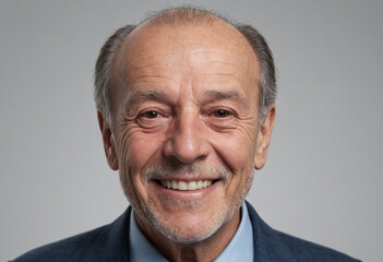 Obraz premium Portrait view of a regular happy smiling Andorra old man, ultra realistic, candid, social media, avatar image, plain solid background