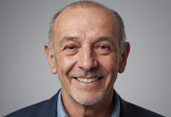 Obraz premium Portrait view of a regular happy smiling Andorra old man, ultra realistic, candid, social media, avatar image, plain solid background