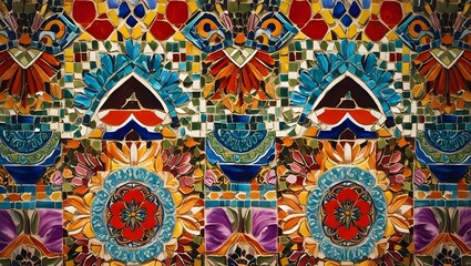 Vibrant Symmetry Traditional Ceramic Tile Mosaic Abstract Background