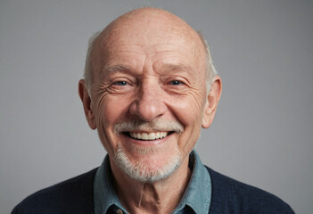 Obraz premium Portrait view of a regular happy smiling Ireland old man, ultra realistic, candid, social media, avatar image, plain solid background