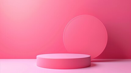 Minimalist pink podium on pink background