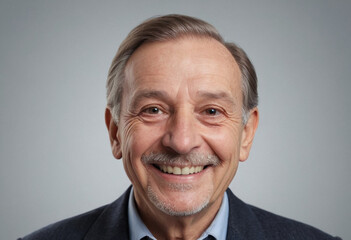 Obraz premium Portrait view of a regular happy smiling Luxembourg old man, ultra realistic, candid, social media, avatar image, plain solid background