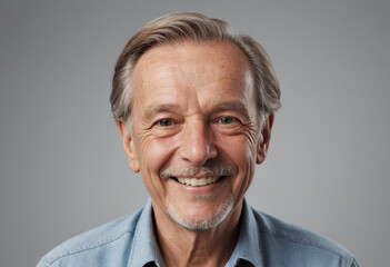 Obraz premium Portrait view of a regular happy smiling Netherlands old man, ultra realistic, candid, social media, avatar image, plain solid background