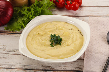 Gourmet cheese soup in the bowl