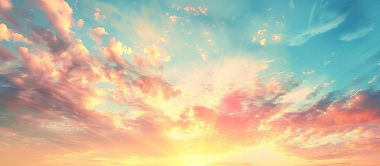 Sunset sky background with abstract panorama ideal for adding text or graphics featuring ample copy space image