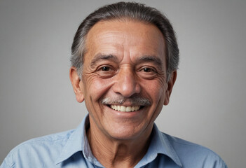 Obraz premium Portrait view of a regular happy smiling Honduras old man, ultra realistic, candid, social media, avatar image, plain solid background