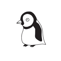 Funny doodle illustration of penguin
