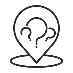 Question and drop place outline icon, editable vector illustration and transparent graphic element. Isolated on white background