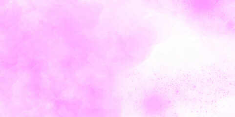 Vector pink in the sky and cloudy watercolor light wall grungy paint. canvas splash fluffy heaven watercolor painting beautiful cloudscape pastel texture background.