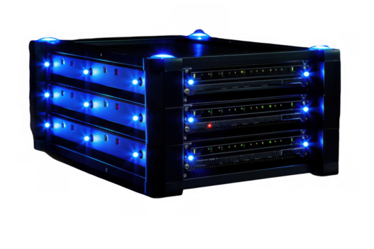 Black Server Rack with Blue Lights