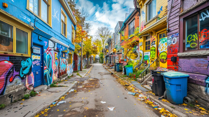 Poor, abandoned, dangerous neighborhood, litter everywhere