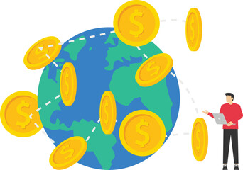 Trading, global money exchang. Flat vector illustrations.

