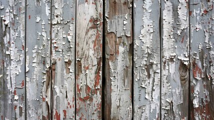 Peeling Paint on Wooden Fence.