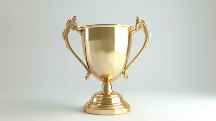 Fototapeta premium First place trophy cup with white background.