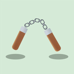 vector nunchaku weapon icon flat from Japanese with simple color gradation illustration for web and icon