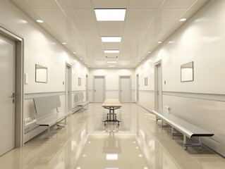 A clean and organized medical examination room with green walls and comfortable seating, designed for patient care and comfort
