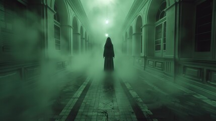 Madness Unleashed: Surreal Insane Asylum with Manic Figure, Ghostly Hallucinations, and 2024 Textures