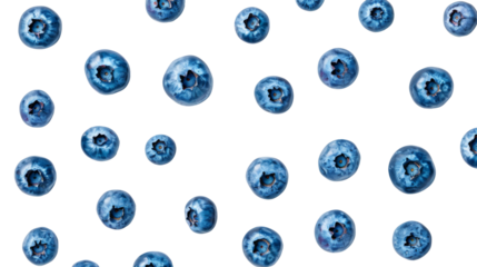 Top view of pattern blueberries isolated on background, summer fruit for refreshment, fresh berries with high vitamin.