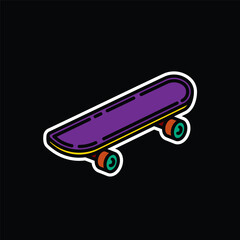 Original vector illustration. A contour icon. Vintage skateboard.