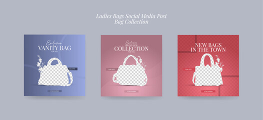 handbag social media post, instagram post for e commerce and online shop, eps vector illustration
Set of instagram post for e-commerce, handbag, clothes social media post eps vector i