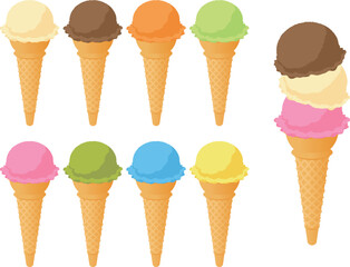 コーンアイスクリームのノーマル味セット