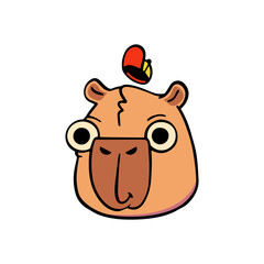 Cute capybara head in a cap. Trendy illustration.