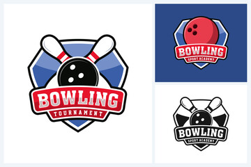 Bowling logo sport design template, bowling emblem vector, bowling tournament logo badge design vector illustration