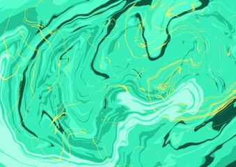 font abstrait suminagashi bleu turquoise avec de l'or 